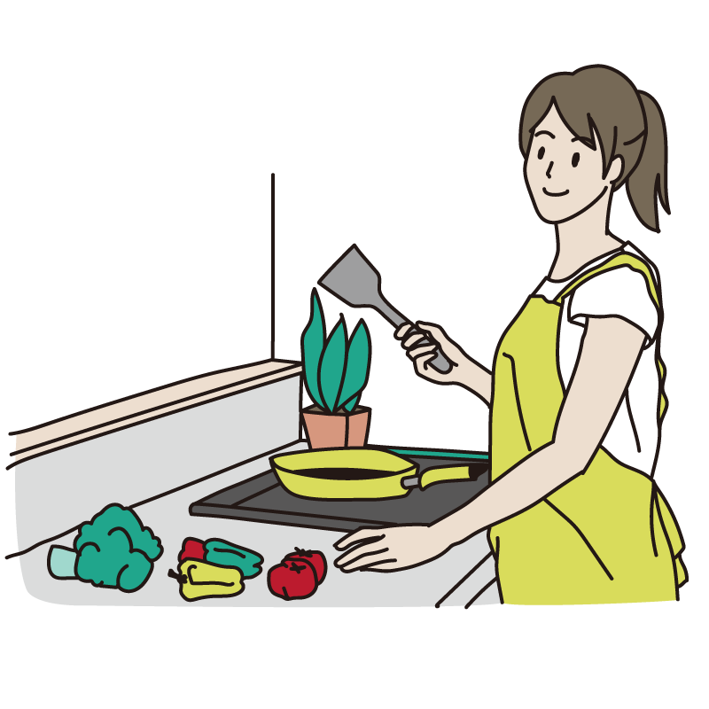 調理を始める女性