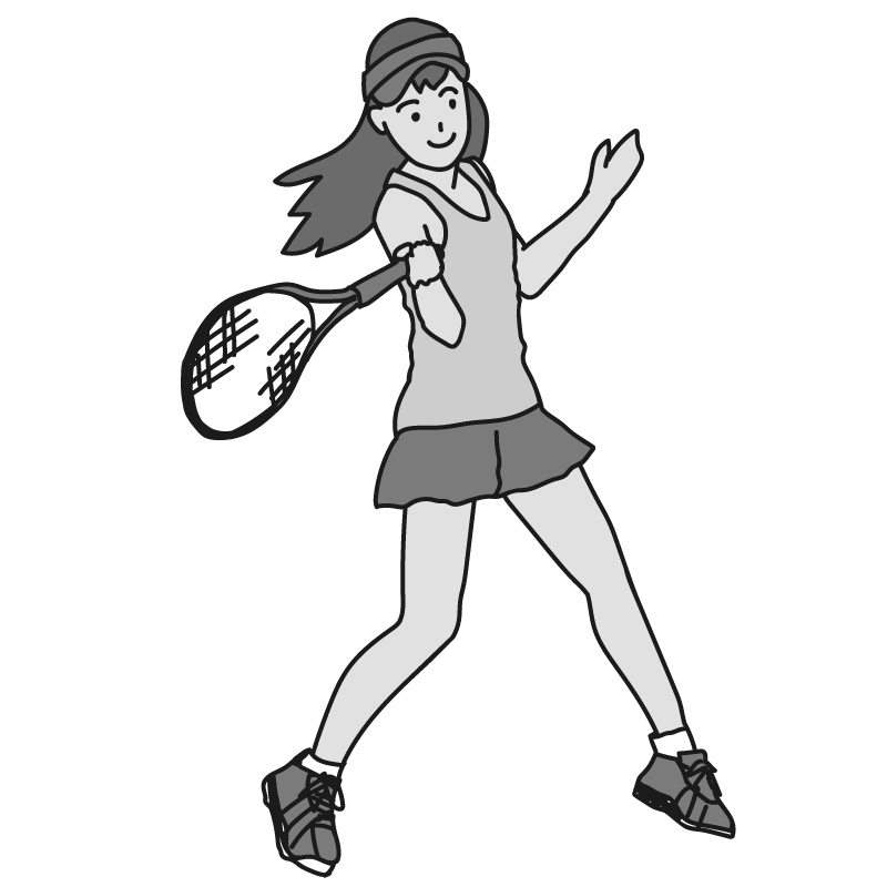 テニスをする女性２（モノクロ）