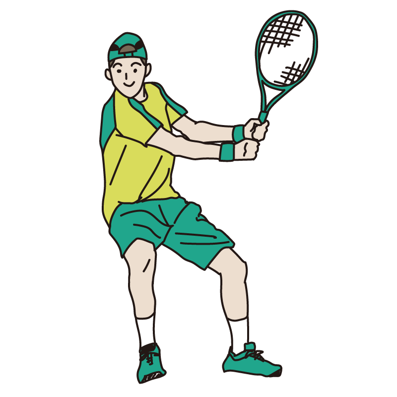 テニスをする男性２（カラー）