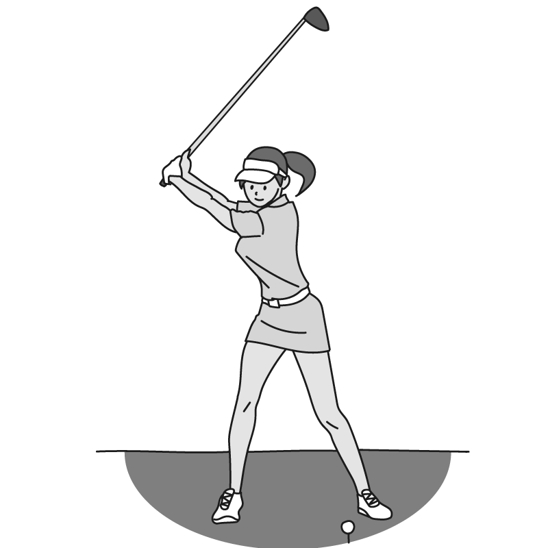 ゴルフをする女性２（モノクロ）