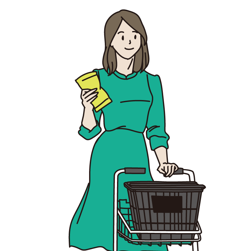 スーパーマーケットでお買い物をする女性（カラー）